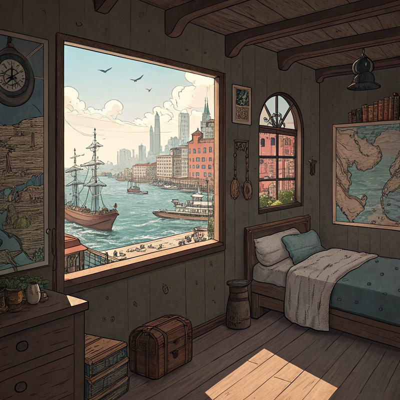 Fantasy Art: View from a Dockside Room Fantasy Art: View from a Dockside Room