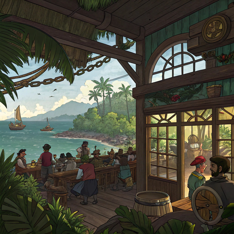 Enchanting Dockside Pub in a Tropical Jungle Enchanting Dockside Pub in a Tropical Jungle