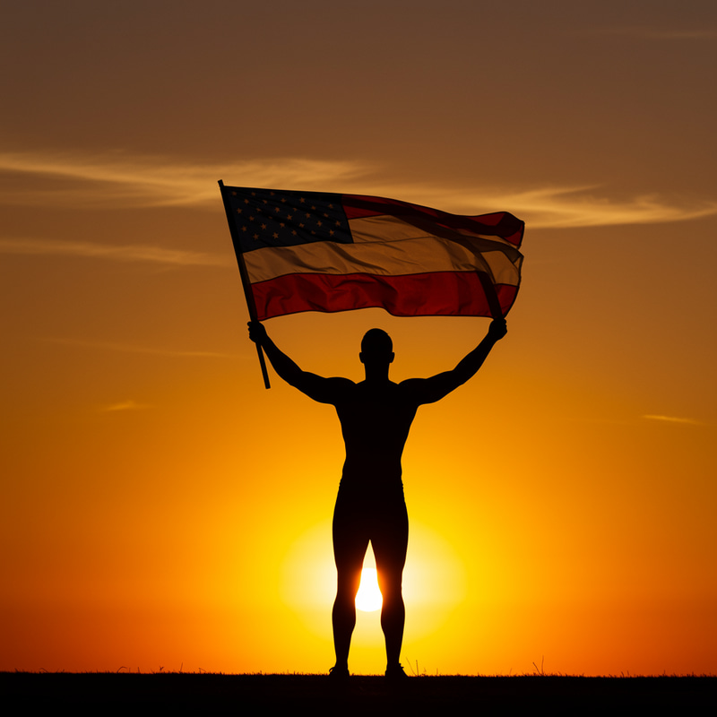Silhouette of a Man Holding a Flag Silhouette of a Man Holding a Flag