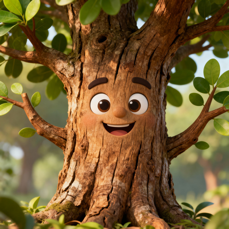 Humanized Teak Tree Illustration