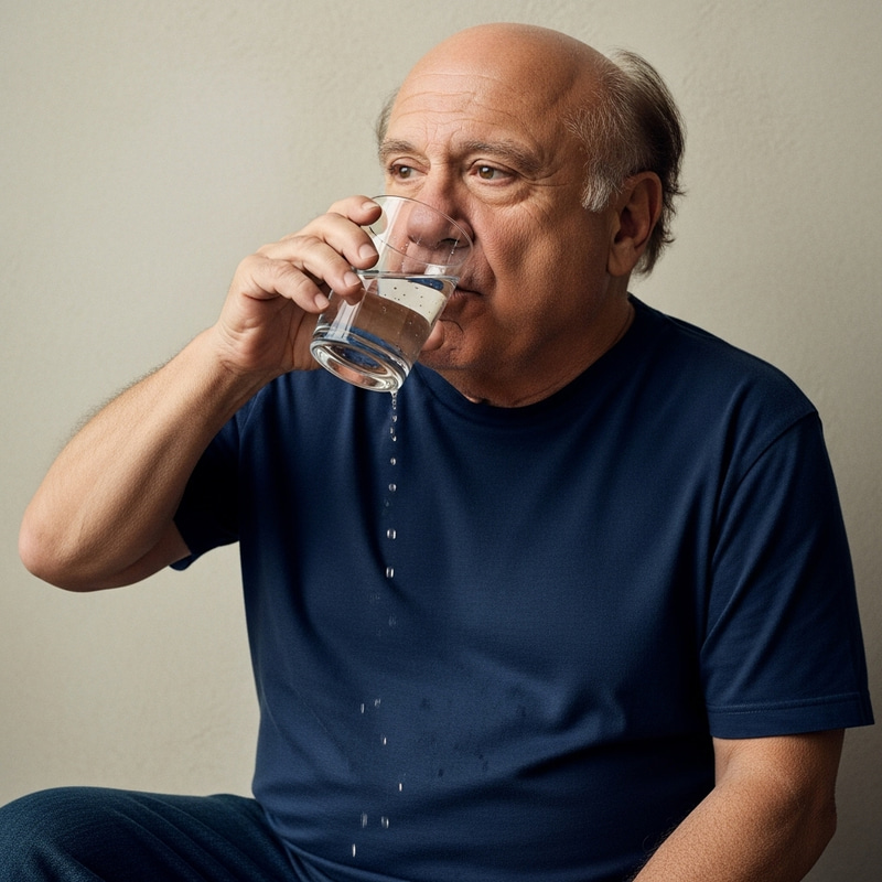Danny DeVito Enjoying Water - Refreshing Moment Danny DeVito Enjoying Water - Refreshing Moment