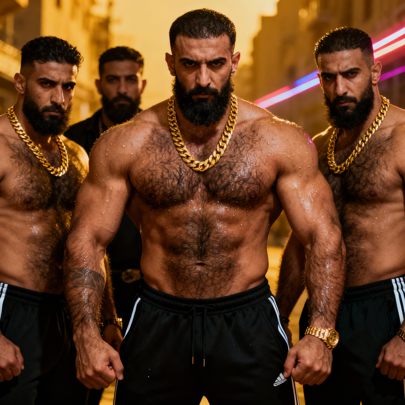 Hot & Muscular Arab Men in Stylish Gangster Fashion