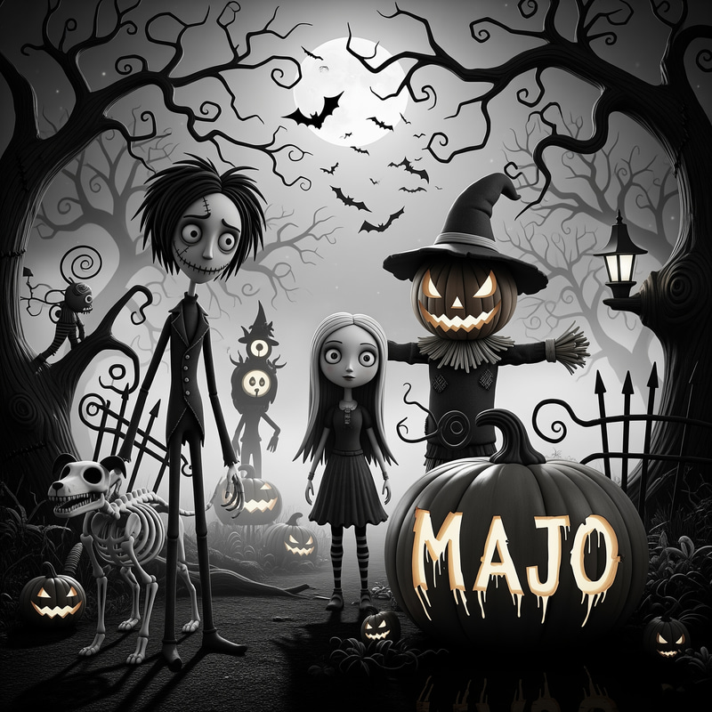 Spooky Tim Burton Halloween Art with 'Majo' Spooky Tim Burton Halloween Art with 'Majo'