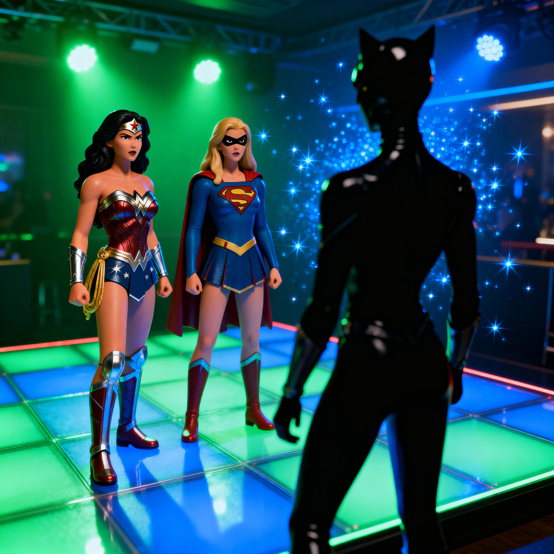 Wonder Woman and Supergirl Dance Floor Scene Wonder Woman and Supergirl Dance Floor Scene