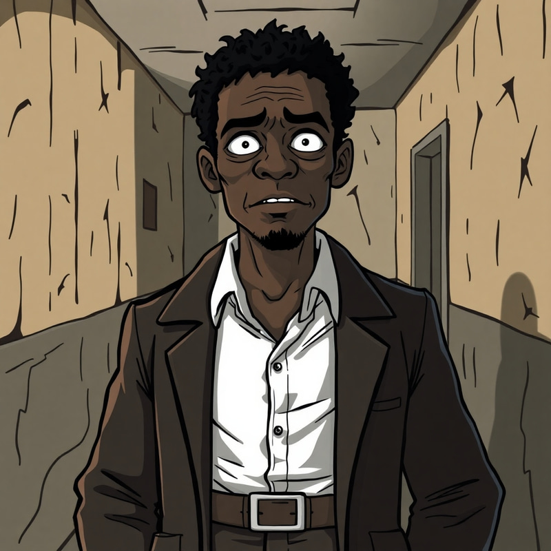 Cartoon of Man in Straitjacket at Asylum Cartoon of Man in Straitjacket at Asylum