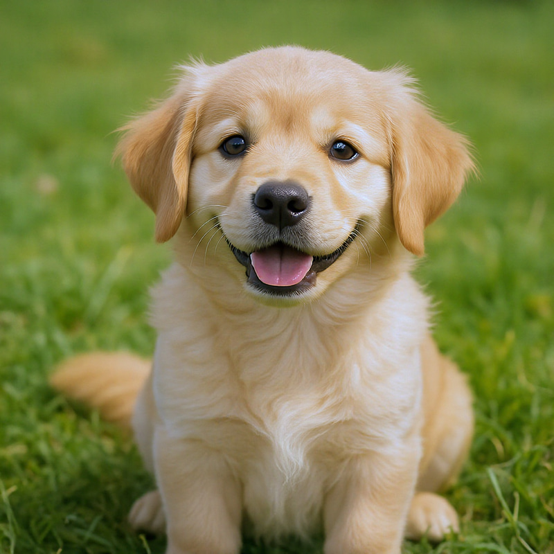 Cute Golden Retriever in a Grassy Field Cute Golden Retriever in a Grassy Field