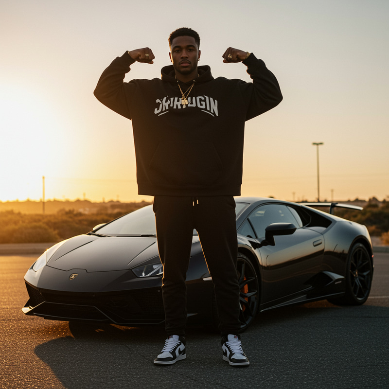 Luxury Model Beside Lamborghini at Sunrise Luxury Model Beside Lamborghini at Sunrise