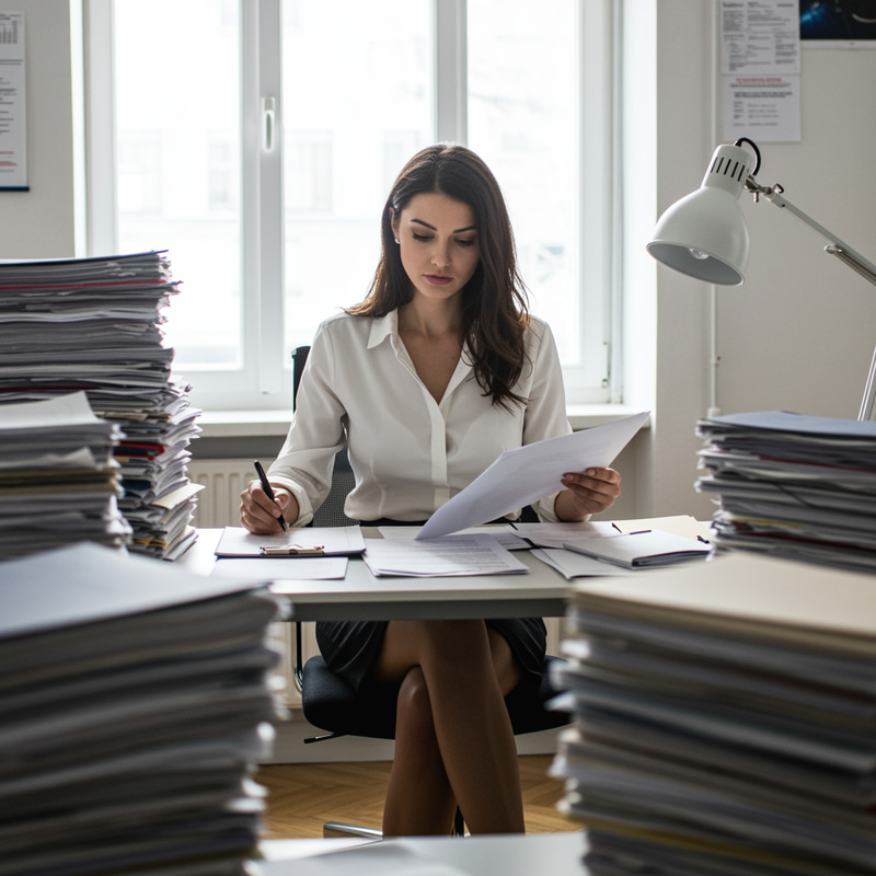 Woman in a Messy Office Space Woman in a Messy Office Space