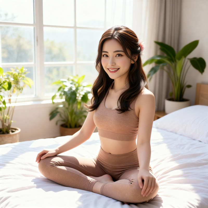 Wellness Influencer in Earth Tones Yoga Set