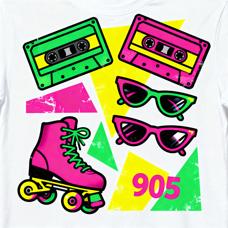 Vibrant 90s Retro T-Shirt Design