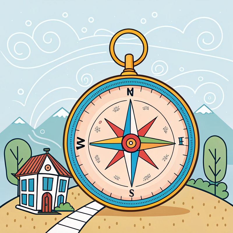 Cartoon Architectural Compass: North to West Cartoon Architectural Compass: North to West