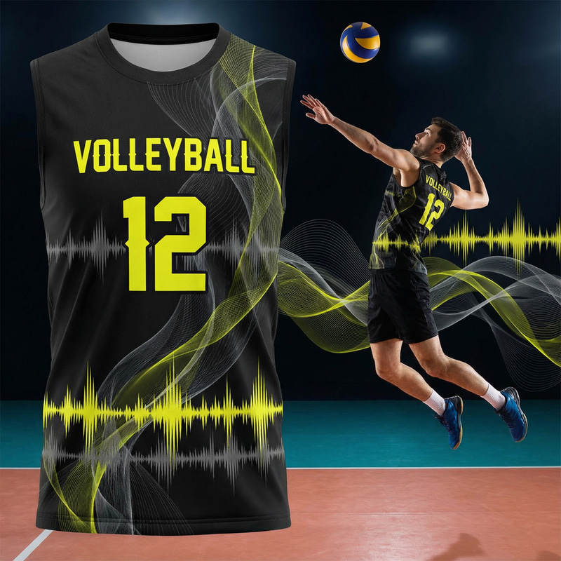 Modern Black Sleeveless Volleyball Jersey for Men