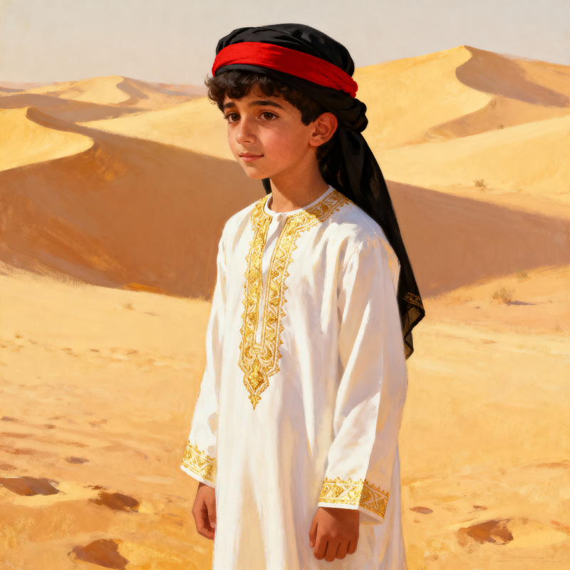 Arabian Boy in Traditional Arabic Clothing Arabian Boy in Traditional Arabic Clothing