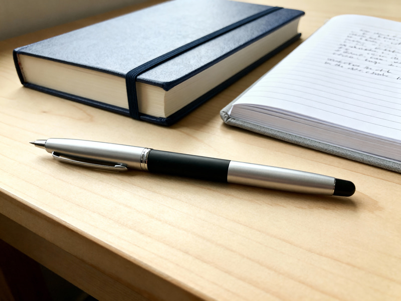 Elegant Pen Between Book and Notebook Elegant Pen Between Book and Notebook