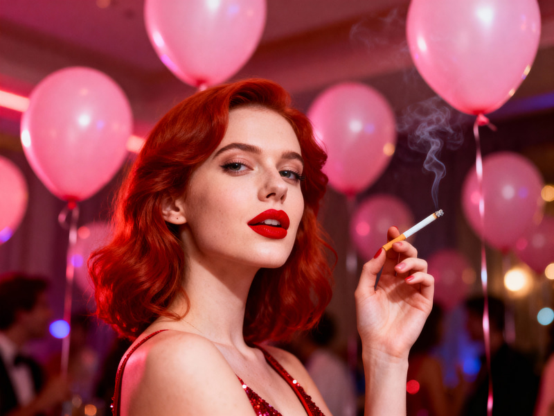 Red-Haired Beauty: A Glamorous Party Vibe Red-Haired Beauty: A Glamorous Party Vibe