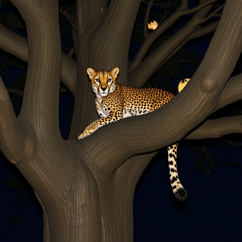 Red Cheetah Under Full Moon - Nighttime Wildlife Art Red Cheetah Under Full Moon - Nighttime Wildlife Art