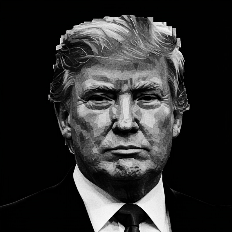 Pixelated Black and White Image of Donald Trump Pixelated Black and White Image of Donald Trump