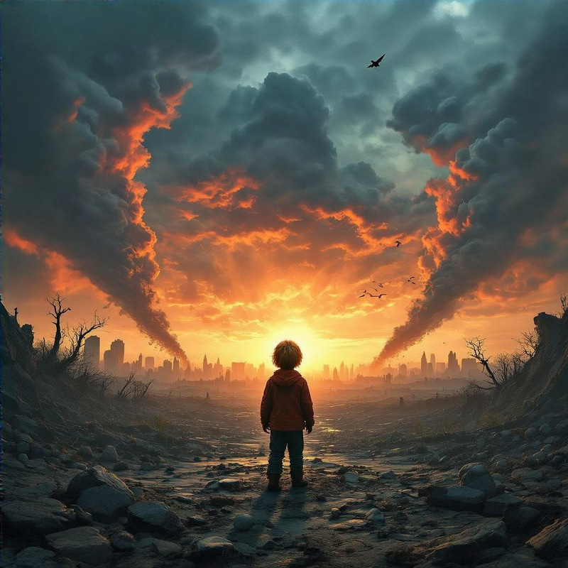 Apocalypse Landscape with Child: A Haunting Scene