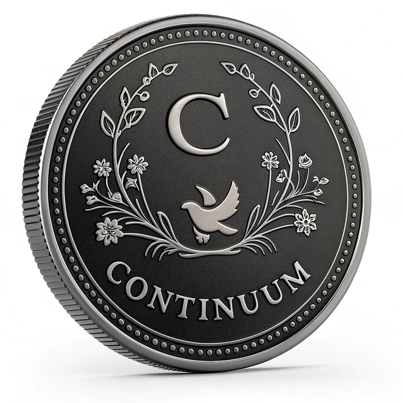 Shiny Black Coin with Doves & Letter C Shiny Black Coin with Doves & Letter C
