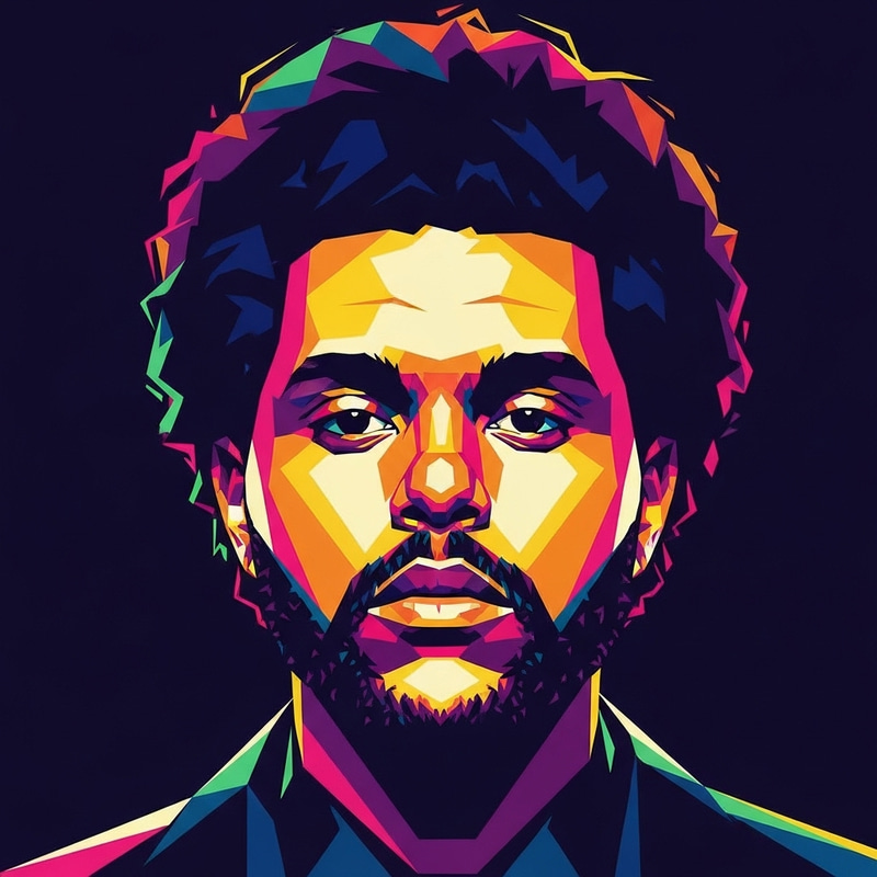 Low-Poly Portrait of The Weeknd - Modern Art Low-Poly Portrait of The Weeknd - Modern Art