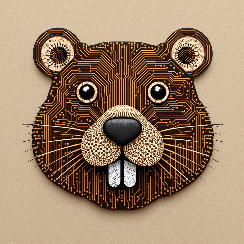 Cute Beaver Face Circuit Board Art Cute Beaver Face Circuit Board Art