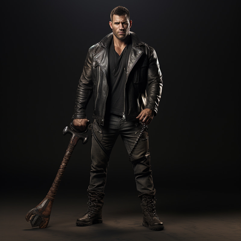 Brooding Man with Axe - Photorealistic Image Brooding Man with Axe - Photorealistic Image