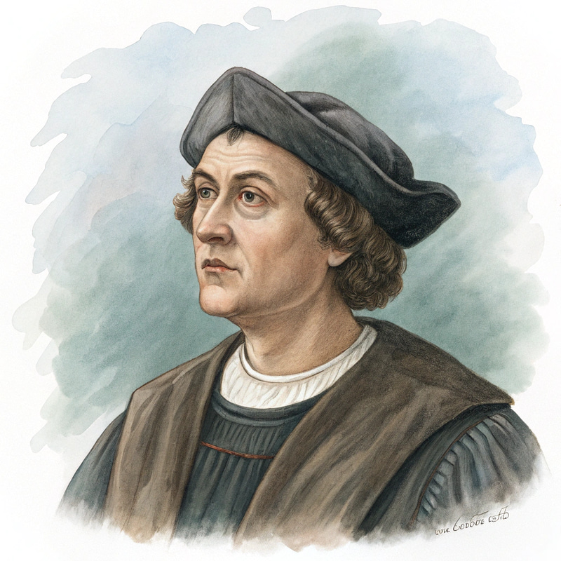 Watercolor Portrait of Christopher Columbus Watercolor Portrait of Christopher Columbus