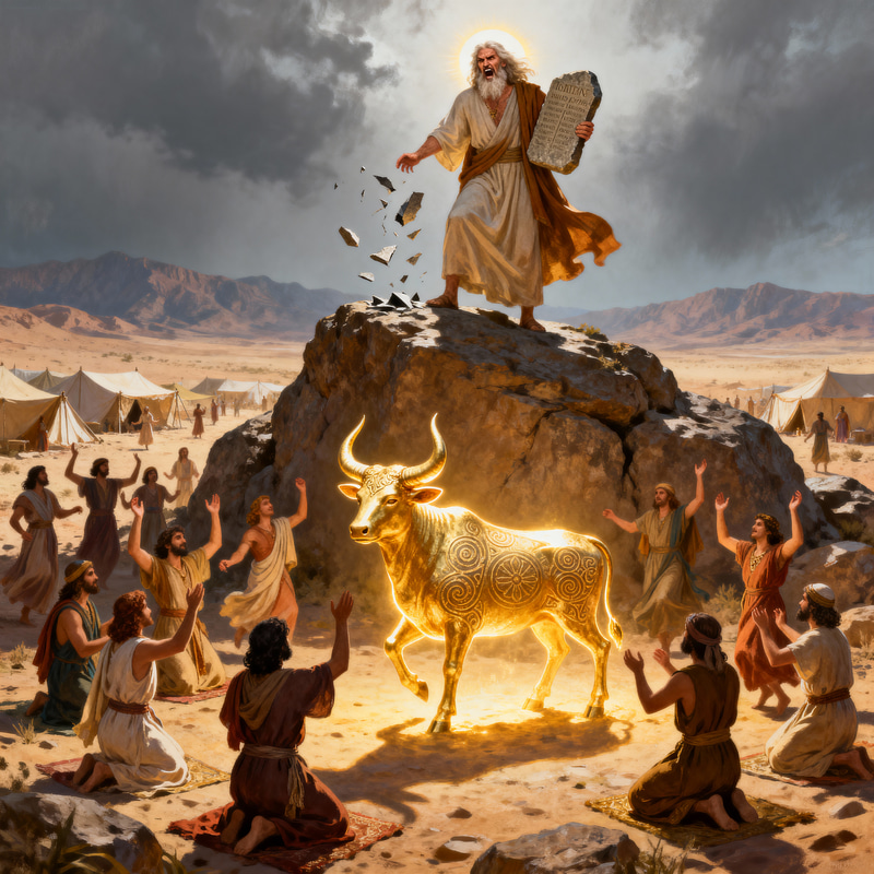 Moses and the Angry Israelites: Golden Calf Incident