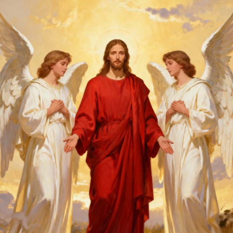 Second Coming of Jesus Christ with Wingless Angels