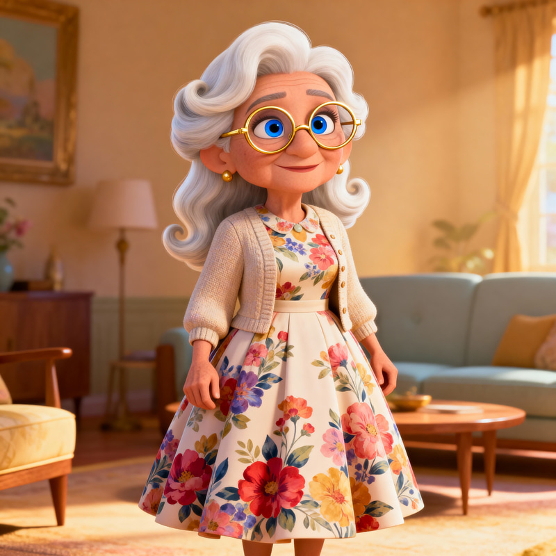 Disney Encanto Animation: Vintage 50s Elderly Woman