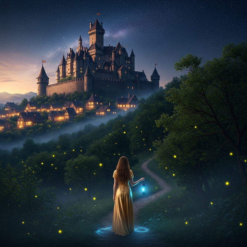 Enchanting Castle Under Starry Sky Enchanting Castle Under Starry Sky