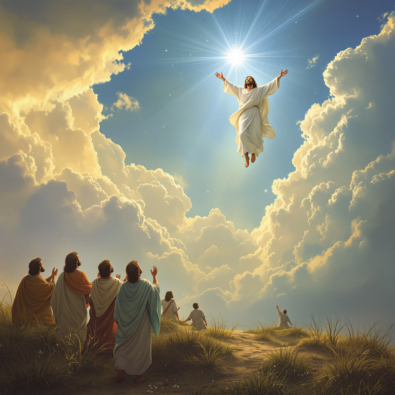 Jesus Ascending to Heaven: Biblical Scene Jesus Ascending to Heaven: Biblical Scene
