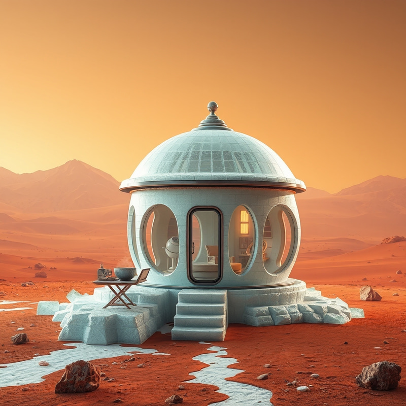 Futuristic Ice Teahouse on Mars: A Sci-Fi Escape Futuristic Ice Teahouse on Mars: A Sci-Fi Escape