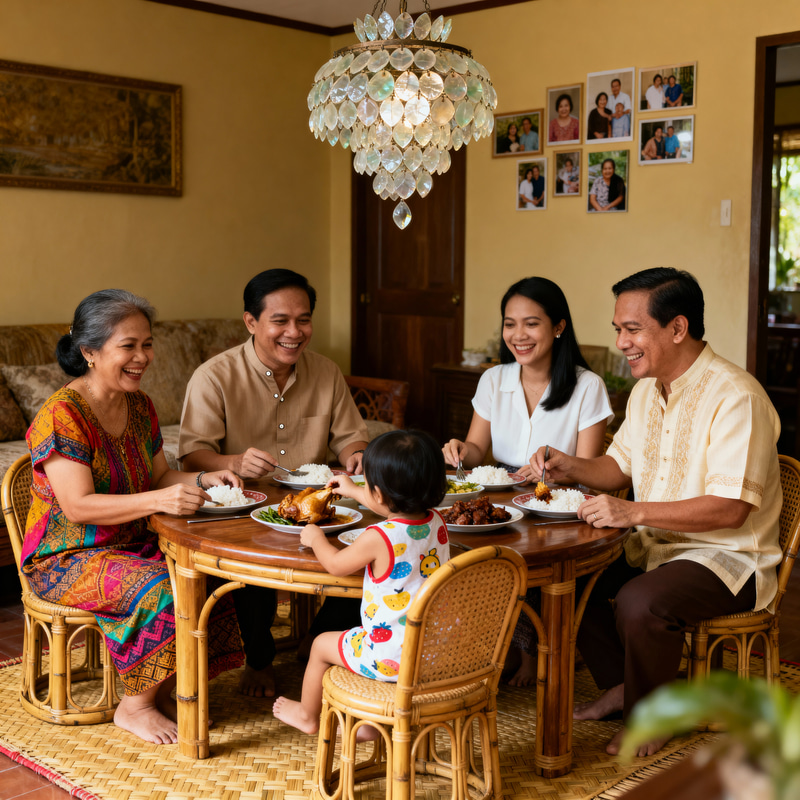 Warm Filipino Family Togetherness in Cultural Setting Warm Filipino Family Togetherness in Cultural Setting