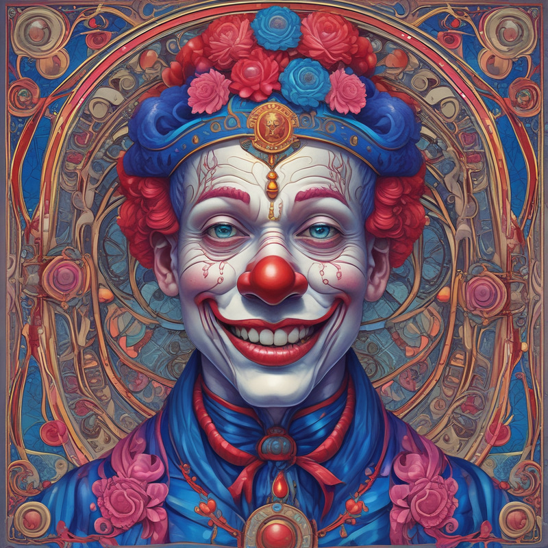 Whimsical Art Nouveau Circus Clown Digital Painting Whimsical Art Nouveau Circus Clown Digital Painting