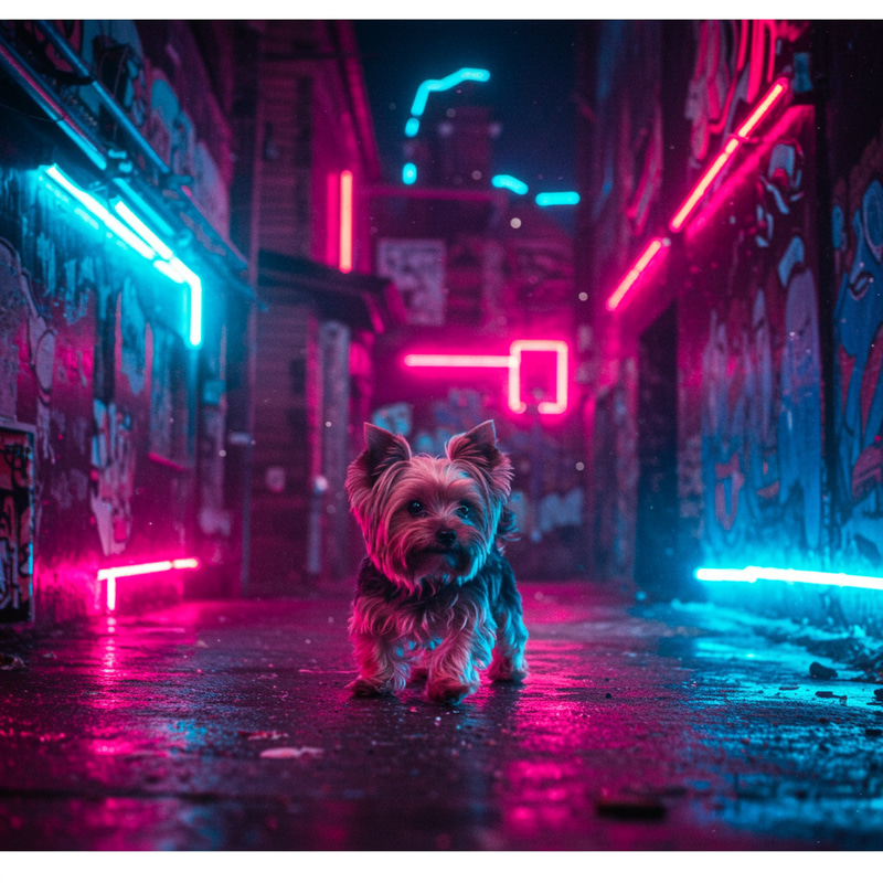 Courage the Cowardly Dog in Colorful Night Scenes