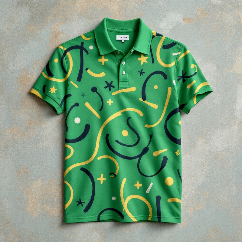 Green Abstract Polo Shirt for Teachers | Stylish & Unique