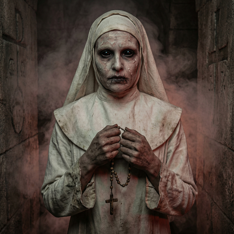Cinematic Horror Portrait of a Demonic Nun Cinematic Horror Portrait of a Demonic Nun