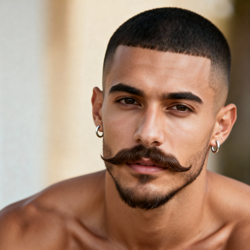 Low Taper Fade & Moustache Grooming Low Taper Fade & Moustache Grooming