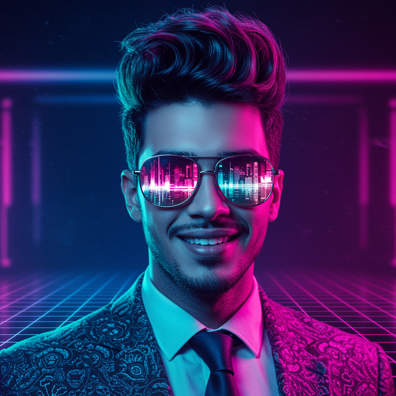 Futuristic Digital Portrait of a Stylish Young Man
