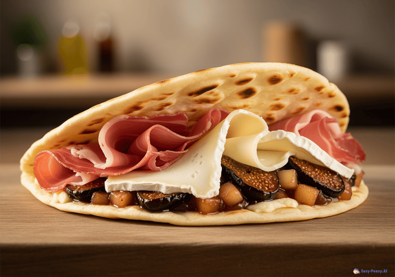 Delicious Piadina with Speck and Taleggio Cheese Delicious Piadina with Speck and Taleggio Cheese