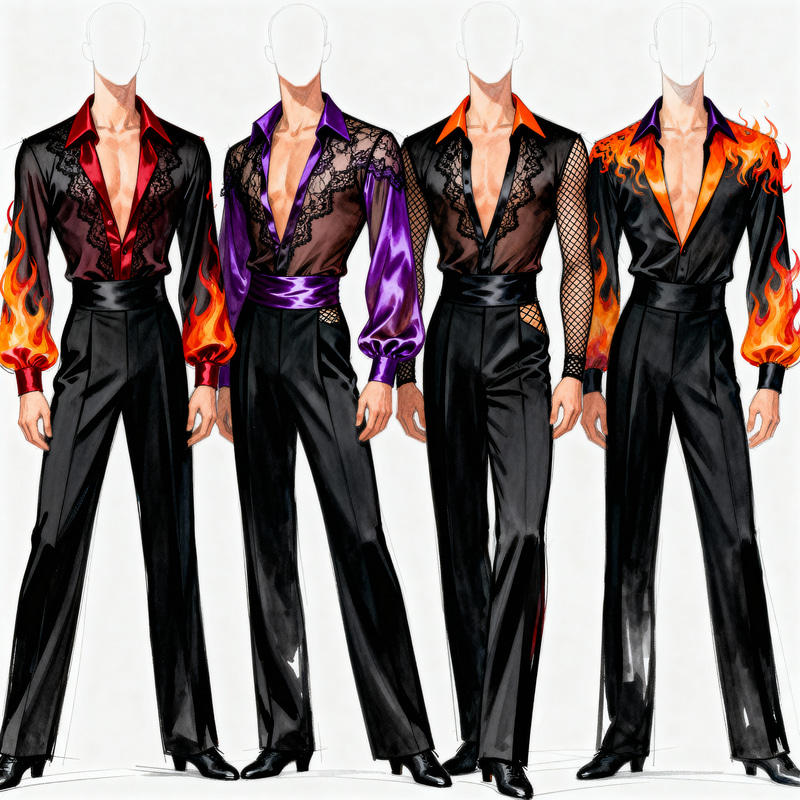 Fiery Latin Dance Costume Designs for Men Fiery Latin Dance Costume Designs for Men