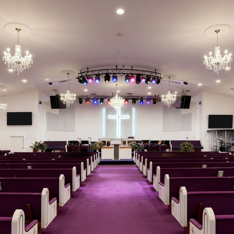 Innovative Pulpit Design with Purple Floor Layout Innovative Pulpit Design with Purple Floor Layout