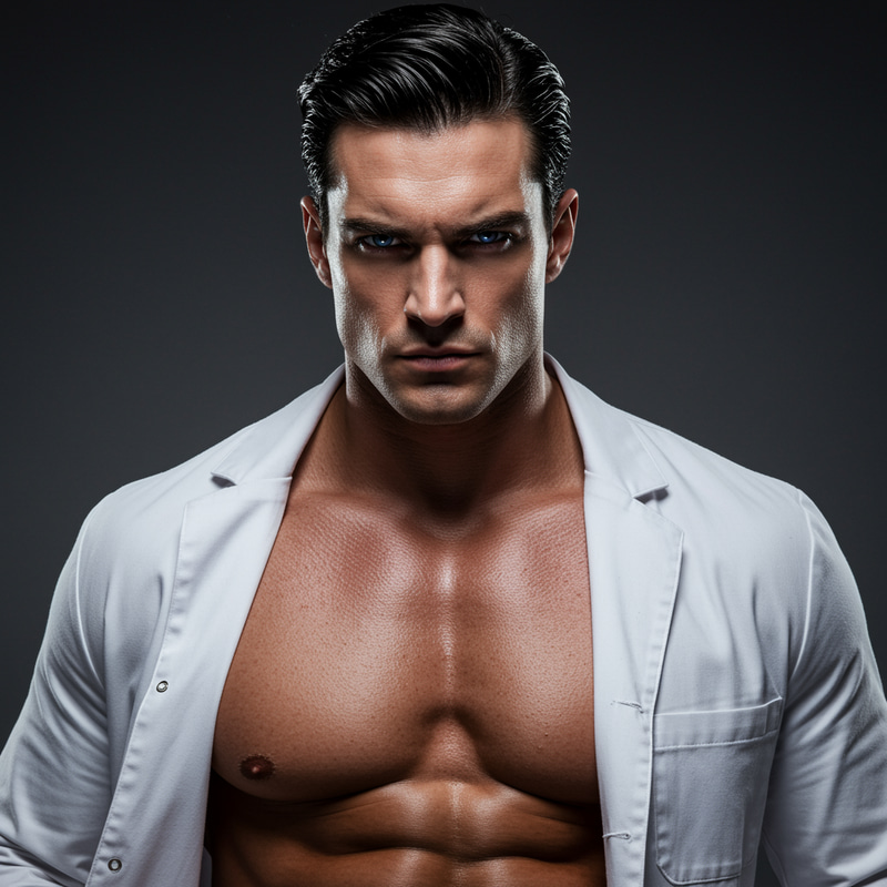 Tall Muscular Man in a White Coat