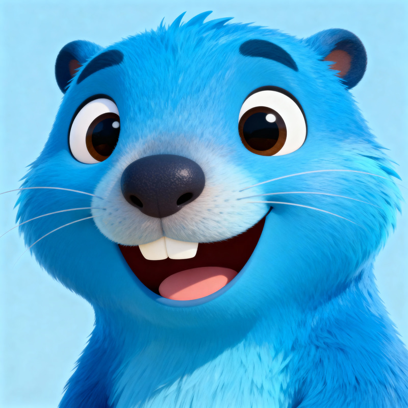 Charming Blue Cartoon Marmot for Businesses