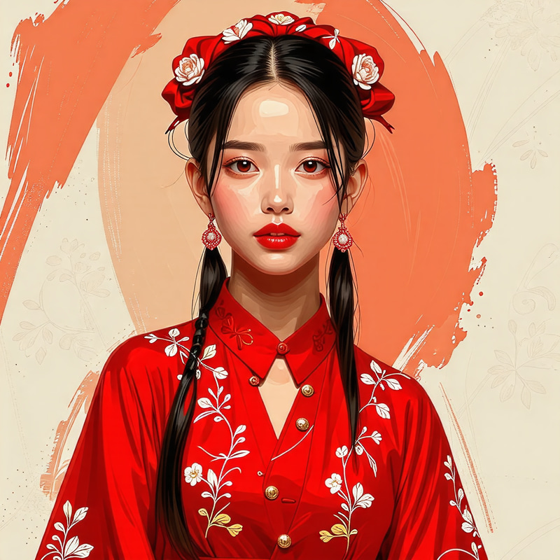 Vietnamese Girl in Traditional & 18th-Century Clothing | Digital Art Vietnamese Girl in Traditional & 18th-Century Clothing | Digital Art