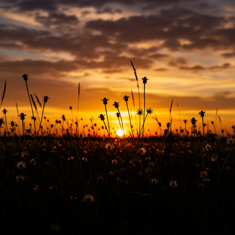 Beautiful Silhouette of Small Flowers Beautiful Silhouette of Small Flowers