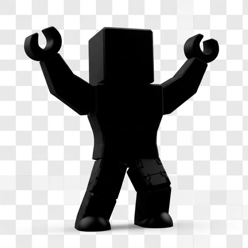 All-Black Roblox Character with Arms Up