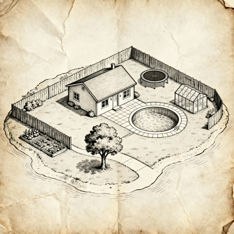 Treasure Map Design Featuring Island Home