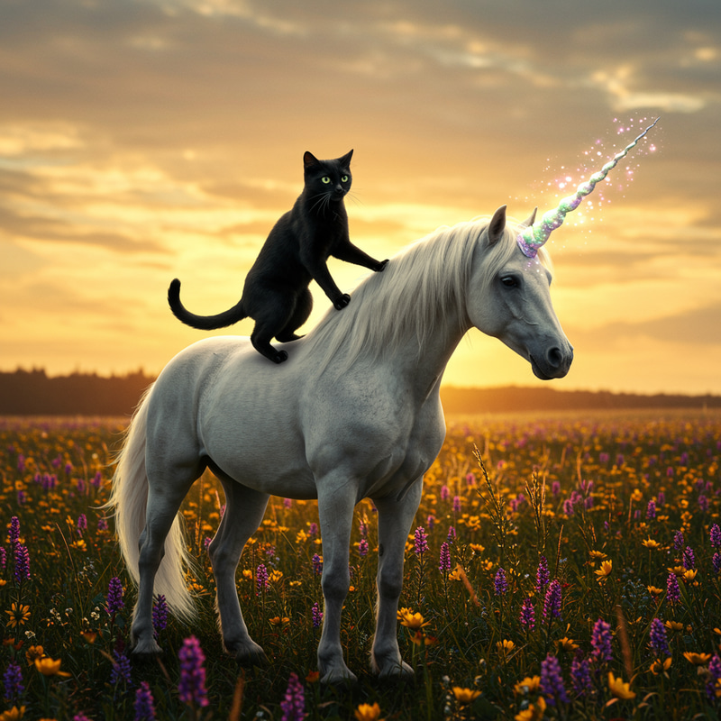 Cat Riding a Strong Unicorn: A Magical Adventure Cat Riding a Strong Unicorn: A Magical Adventure